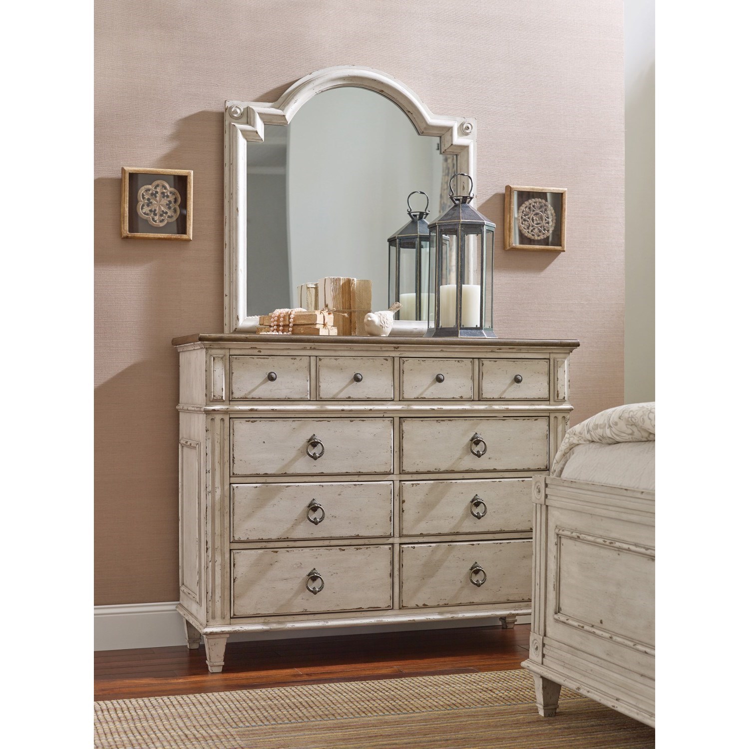 Living Trends SOUTHBURY Bureau Mirror with Top Accent Sprintz